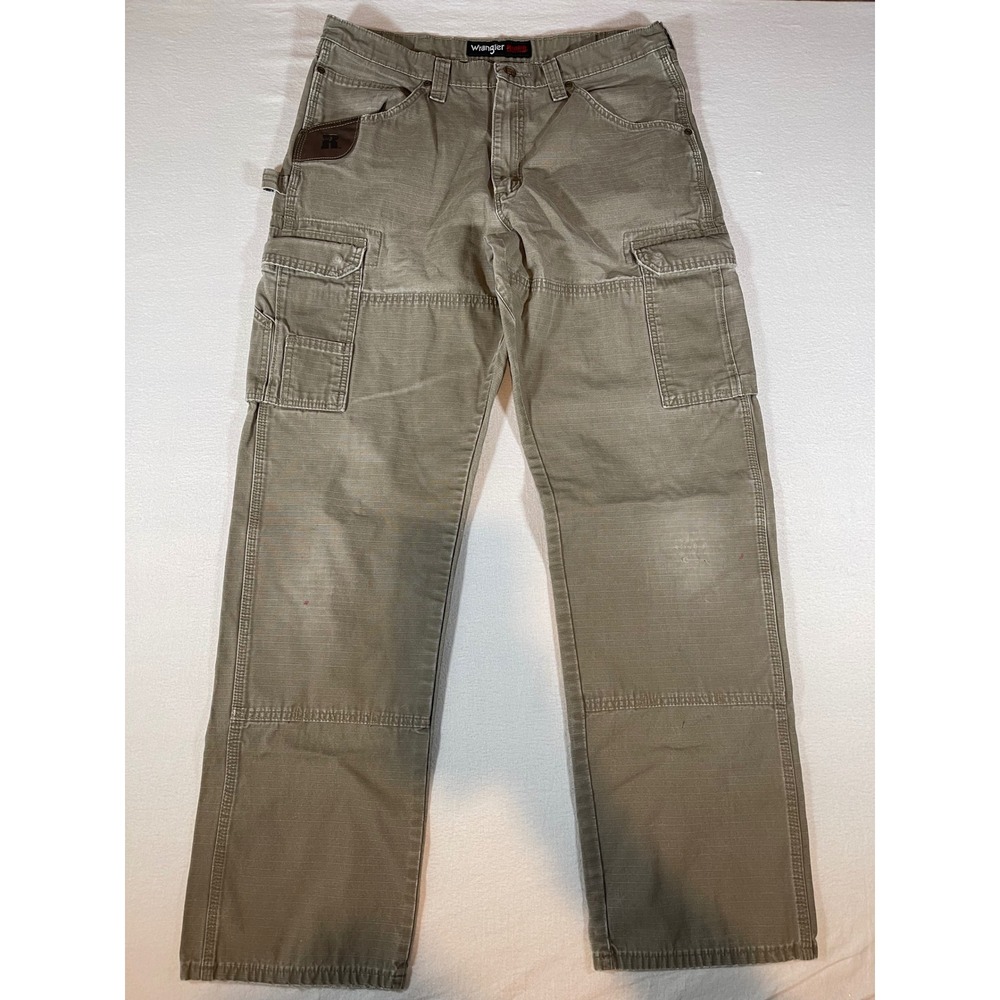 Wrangler Riggs Workwear Men 35x34 Brown Ripstop Cargo Pants 103W060BR Utility